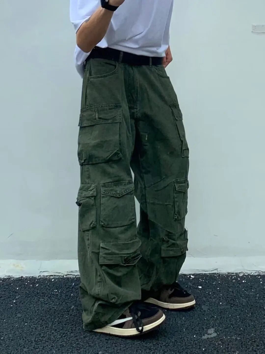 Solid Color Multi Flap Pockets Men's Straight Leg Cargo - Temu Austria